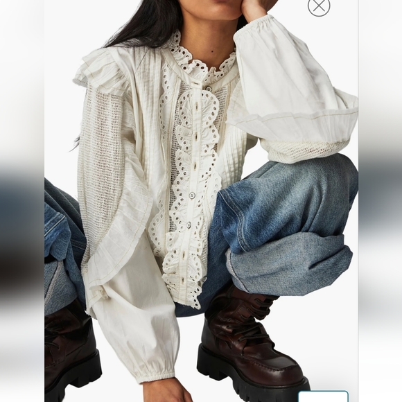 Free people ruffle Eyelet shirt - Picture 2 of 10